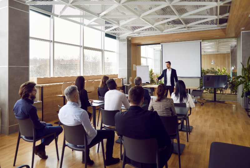 people watching a presentation